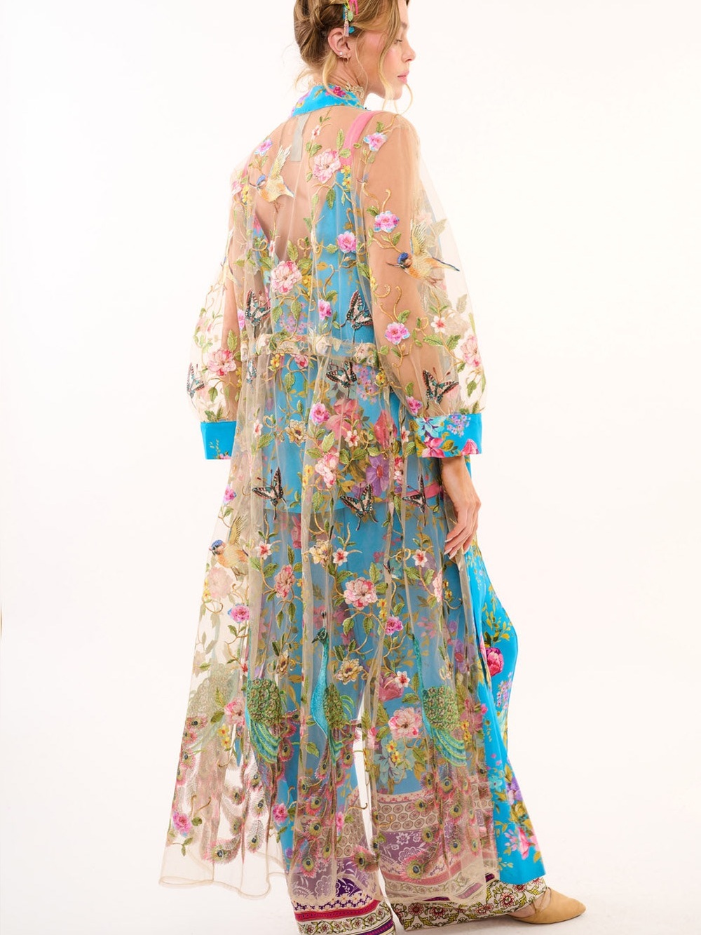 Aratta Garden of Eden Embroidered Mesh Kimono, NWT, $269 MSRP - Picture 12 of 15